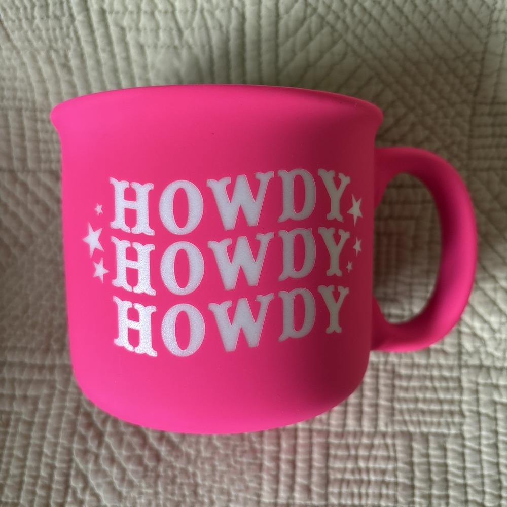 Eccolo Howdy Howdy Howdy Hot Pink Western Cowgirl Mug 2023 Rodeo Coffee Cup